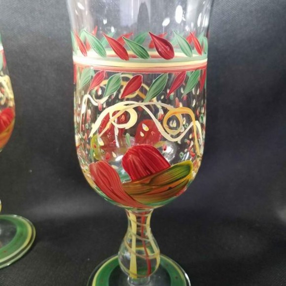 Set of 6 Hand Painted Poco Grande Piña Colada Glasses - Picture 2 of 7